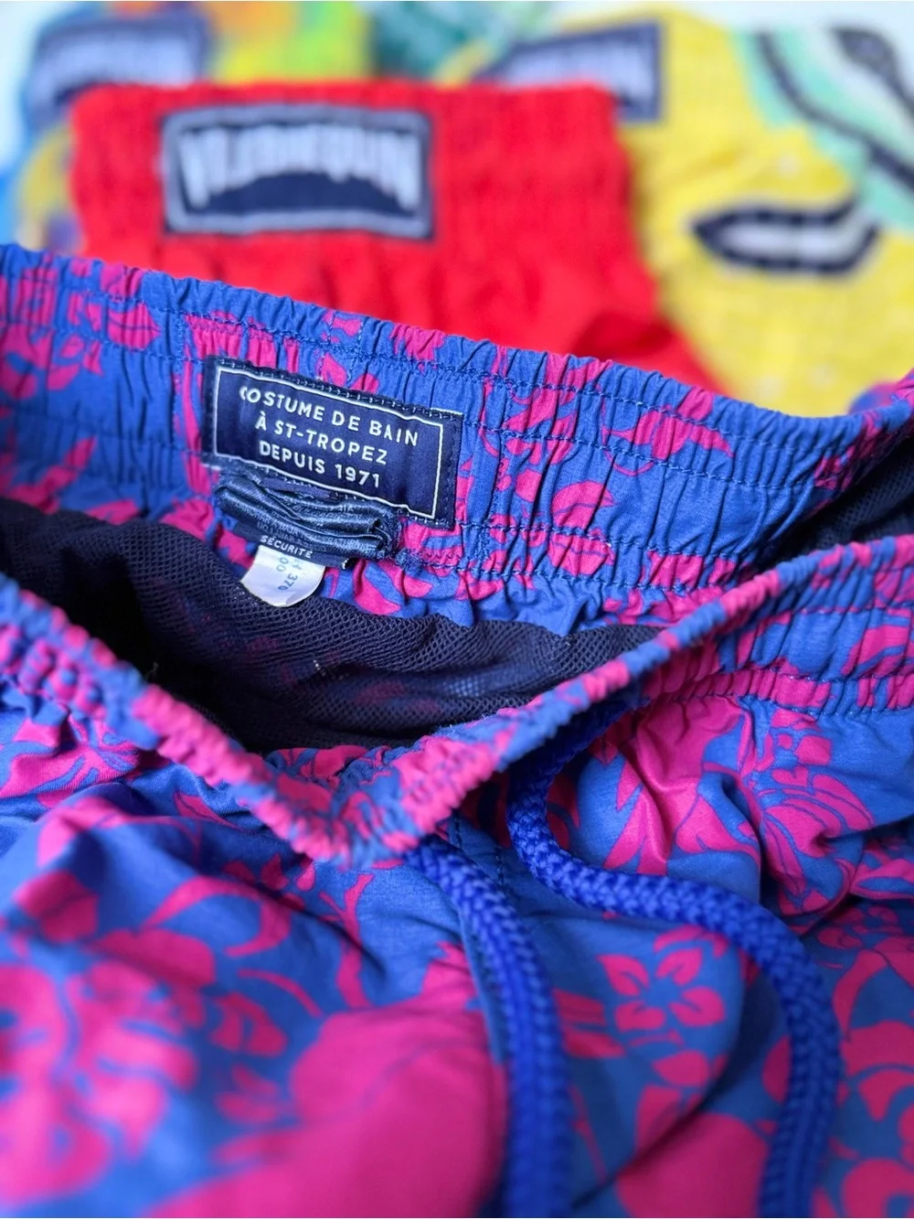 Vilebrequin Blue & Pink Floral Men's Swim Shorts